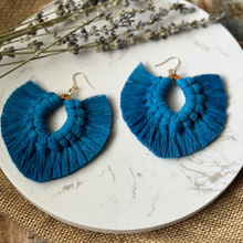 Load image into Gallery viewer, Handmade Macramé Earrings "Blue"