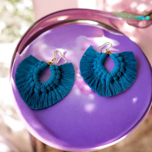 Load image into Gallery viewer, Handmade Macramé Earrings "Blue"