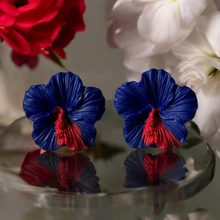 Load image into Gallery viewer, Blue Hibiscus Earrings