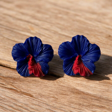 Load image into Gallery viewer, Blue Hibiscus Earrings