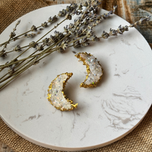 Load image into Gallery viewer, Crescent Moon Druzy Earrings Large