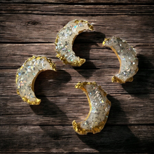 Load image into Gallery viewer, Crescent Moon Druzy Earrings Mini