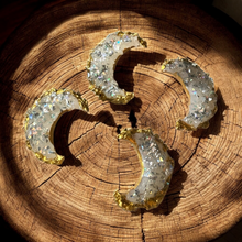 Load image into Gallery viewer, Crescent Moon Druzy Earrings Mini