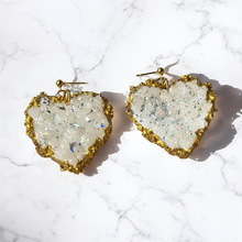 Load image into Gallery viewer, Heart of Gold Druzy Earrings