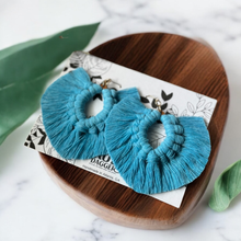 Load image into Gallery viewer, Handmade Macramé Earrings "Sea Blue"