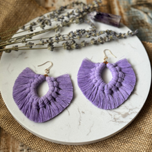 Load image into Gallery viewer, Handmade Macramé &quot;Lavender Sky&quot; Earrings
