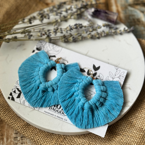 Handmade Macramé Earrings "Sea Blue"