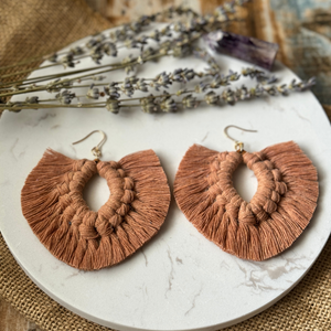 Handmade Macramé Earrings "Suede Brown"