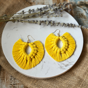 Handmade Macramé Earrings  "Yellow"