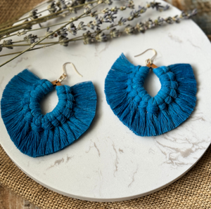 Handmade Macramé Earrings "Blue"