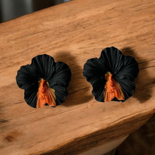 Load image into Gallery viewer, Noir Hibiscus Earrings
