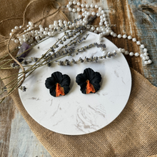 Load image into Gallery viewer, Noir Hibiscus Earrings
