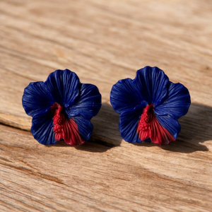 Blue Hibiscus Earrings