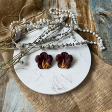 Load image into Gallery viewer, Burgundy Hibiscus Earrings
