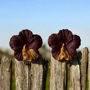 Burgundy Hibiscus Earrings