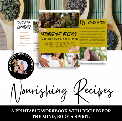 Cover image of a nourishing recipes eBook featuring detox bath recipes and rituals for healing, balance, and inner peace.