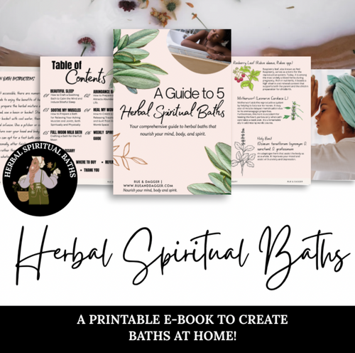 Cover image of a spiritual herbal baths eBook featuring detox bath recipes and rituals for healing, balance, and inner peace.