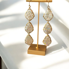 Load image into Gallery viewer, Faux Druzy Three Tier Large Earrings
