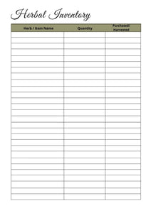 Inventory for Herbs
