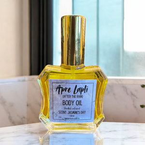 Jasmine’s Day body oil with soft floral notes of jasmine and warm undertones