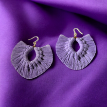 Load image into Gallery viewer, Handmade Macramé &quot;Lavender Sky&quot; Earrings
