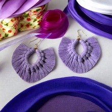 Load image into Gallery viewer, Handmade Macramé &quot;Lavender Sky&quot; Earrings

