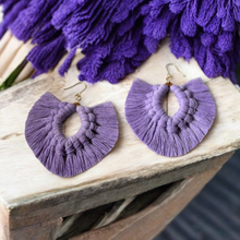 Load image into Gallery viewer, Handmade Macramé &quot;Lavender Sky&quot; Earrings
