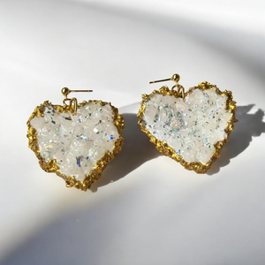 Heart of Gold Druzy Earrings