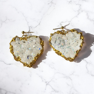 Heart of Gold Druzy Earrings