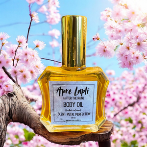 Natural body oil for soft, glowing skin with a hint of fresh petals