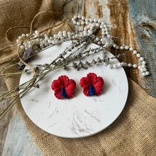 Load image into Gallery viewer, Red Hibiscus Earrings
