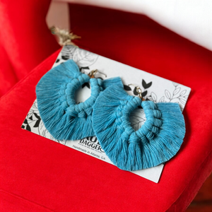 Handmade Macramé Earrings "Sea Blue"