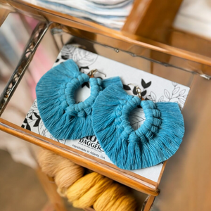 Handmade Macramé Earrings "Sea Blue"
