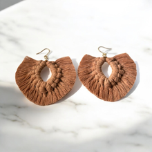 Load image into Gallery viewer, Handmade Macramé Earrings &quot;Suede Brown&quot;
