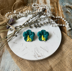 Ayiti (Ay-i-ti) Turquoise Hibiscus Earrings