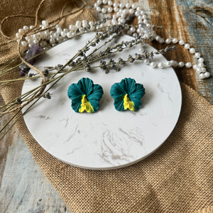 Turquoise Hibiscus Earrings