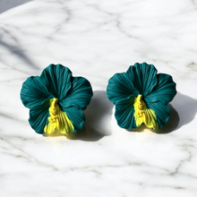 Load image into Gallery viewer, Turquoise Hibiscus Earrings
