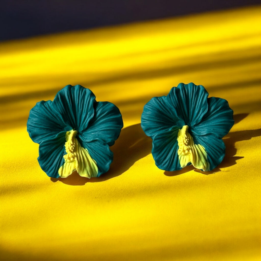 Turquoise Hibiscus Earrings